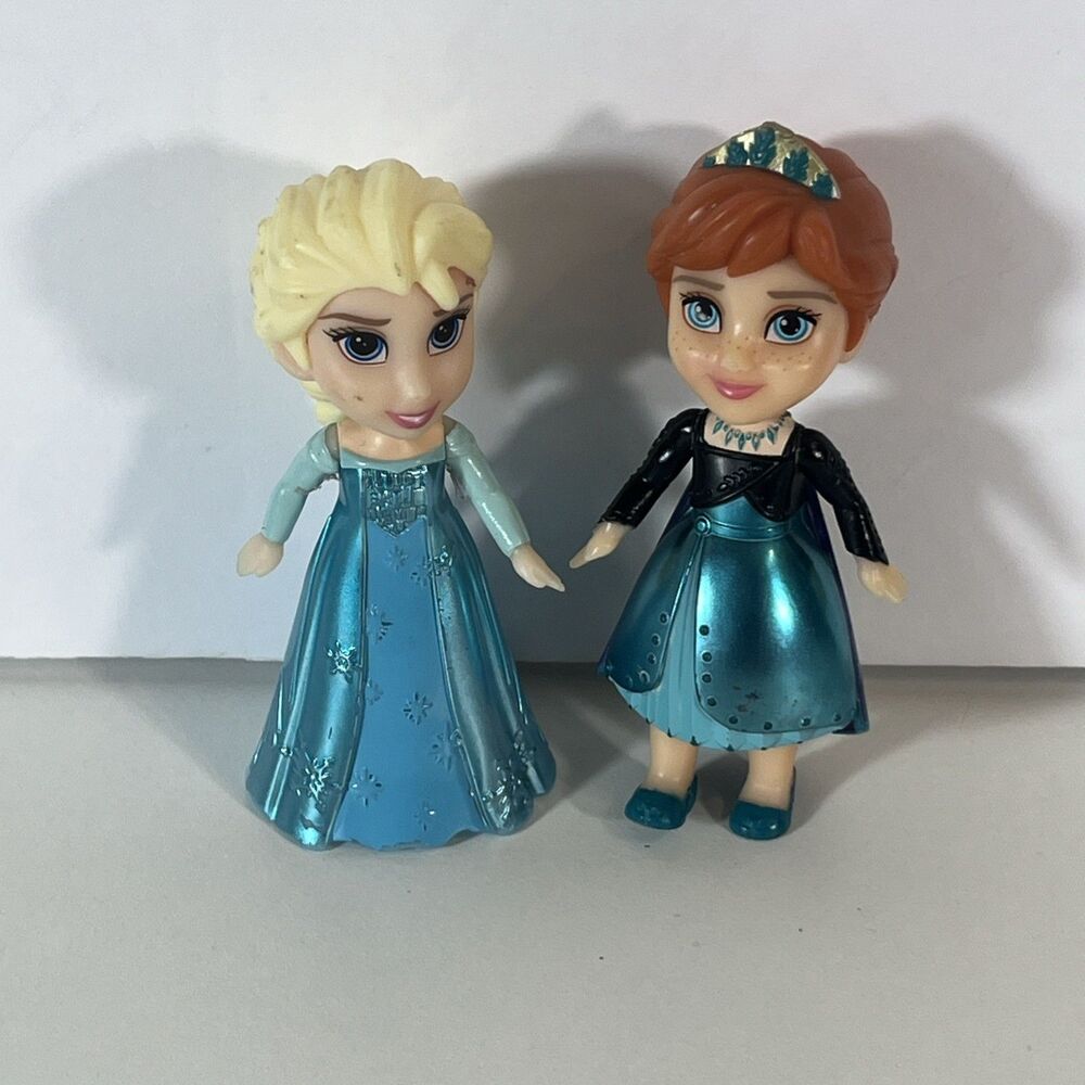 Disney Frozen Elsa and Anna Mini Dolls Miniature 3.5" Figure Queen Lot Of 2
